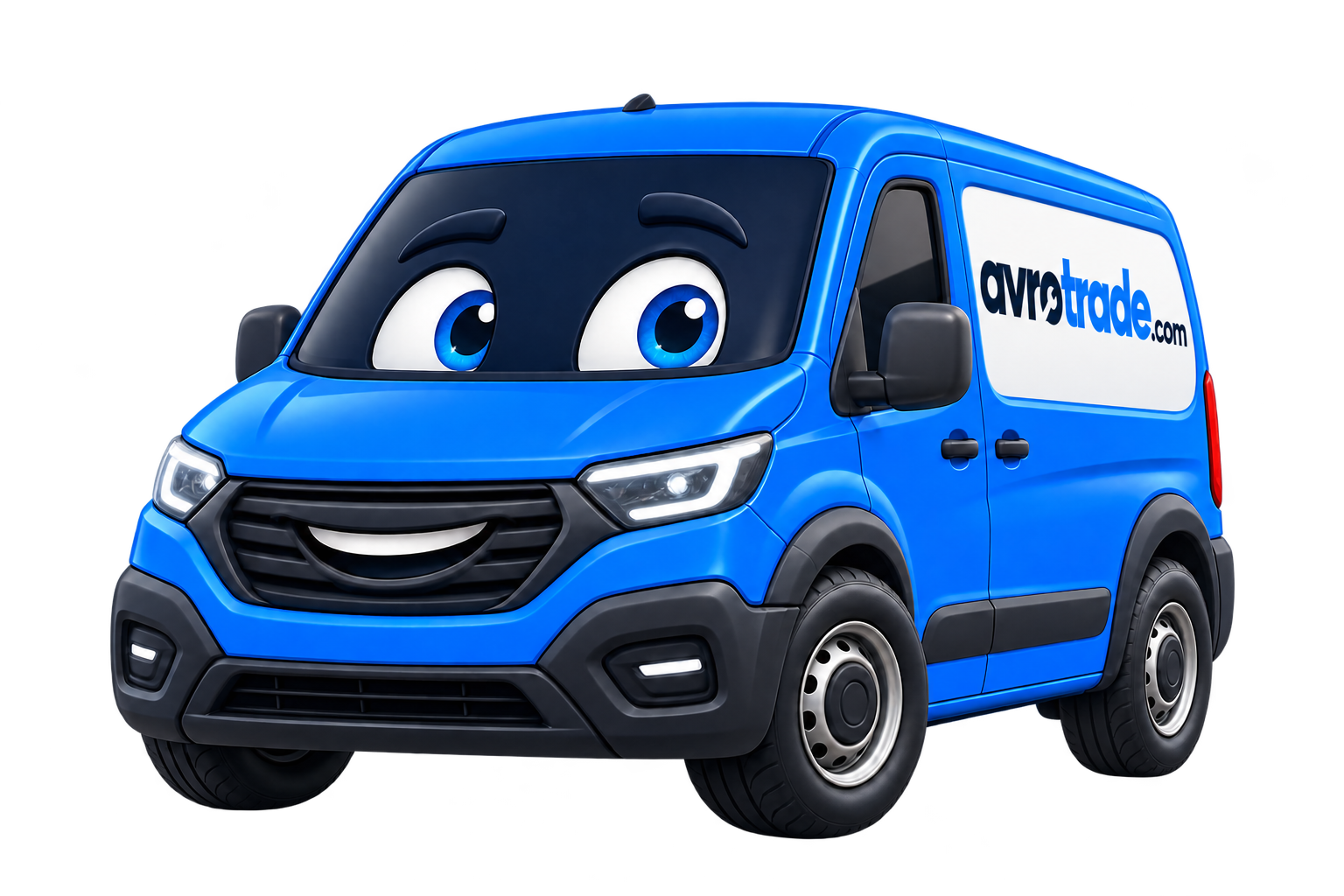 Sprinty, the friendly blue Avro Trade van mascot